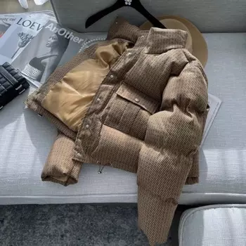 Женский винтажный пуховик с отложным воротником, теплый мешковатый пуховик с длинным рукавом и хлопковой подкладкой в стиле Харадзюку, Осень-зима 2023