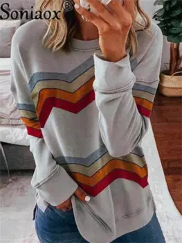 Женский винтажный пуловер с длинным рукавом и круглым вырезом