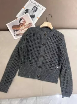 Женский вязаный кардиган с блестками, осенний однобортный кардиган B * C с круглым вырезом и длинными рукавами, модный женский свитер