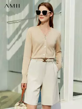 Женский вязаный кардиган с V-образным вырезом и длинным рукавом