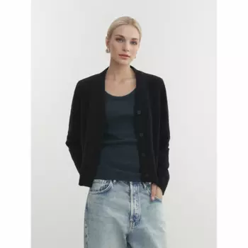 Женский вязаный кардиган с V-образным вырезом, на осень/зиму