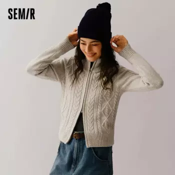 Женский вязаный кардиган Semir Slim Fit с квадратными плечами, нежная серия 2024, новинка зимы