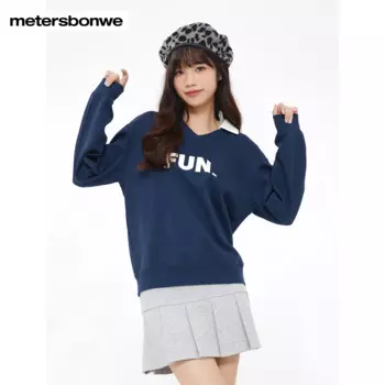 Женский вязаный пуловер Metersbonwe с V-образным вырезом