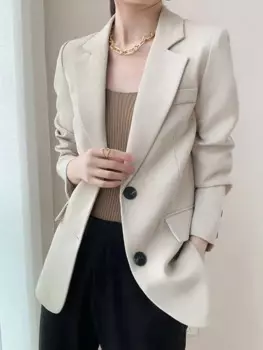 Женский жакет с длинным рукавом Insozkdg, элегантный шикарный дизайнерский нишевый Повседневный Карманный костюм в Корейском стиле, весна-осень 2024