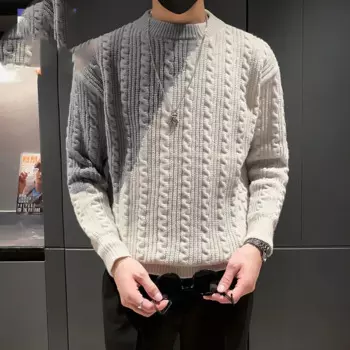 Женский жаккардовый пуловер с круглым вырезом, длинным рукавом