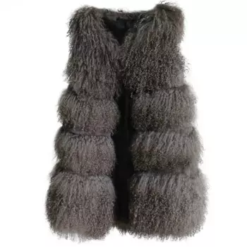 Женский жилет из натурального монгольского овечьего меха на весну, осень и зиму, Короткий Средний пляжный шерстяной меховой жилет, женская меховая куртка с натуральным мехом ягненка