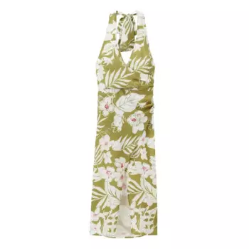 Женское 2024, новое модное темпераментное льняное платье миди с цветочным принтом, женское платье без рукавов в стиле ретро Mujer