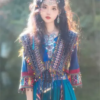 Женское экзотическое этническое платье миао