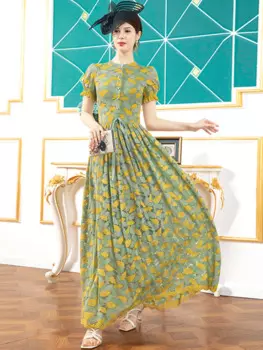 Женское элегантное кружевное платье-макси с цветочным рисунком