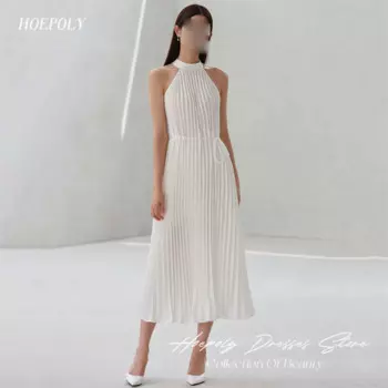 Женское элегантное платье до середины икры, ТРАПЕЦИЕВИДНОЕ длинное платье с круглым вырезом, без рукавов