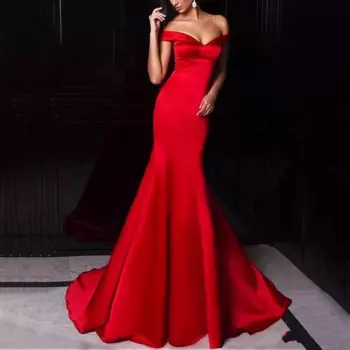 Женское элегантное простое длинное платье Вечерние платья русалки Red abiye