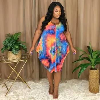 Женское асимметричное платье без рукавов с высокой талией