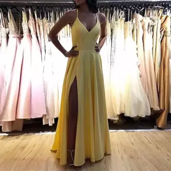 Женское атласное платье на тонких бретельках, Длинное Элегантное летнее платье-трапеция с открытой спиной, вечернее праздничное платье Макси