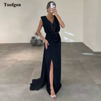 Женское атласное платье-Русалка с V-образным вырезом