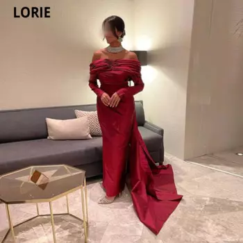 Женское атласное платье с открытыми плечами, рукавами-крылышками