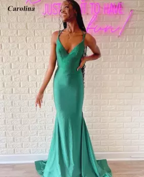 Женское атласное платье с V-образным вырезом, без рукавов