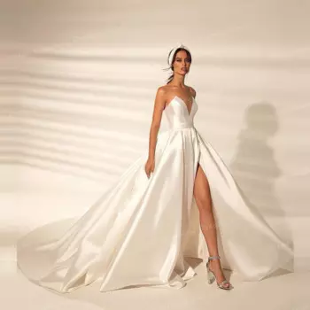 Женское атласное платье с V-образным вырезом, без рукавов