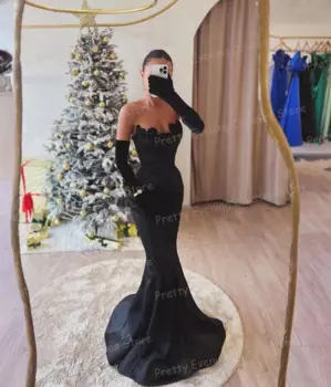 Женское атласное вечернее платье-русалка, без рукавов