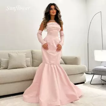 Женское атласное вечернее платье с юбкой-годе