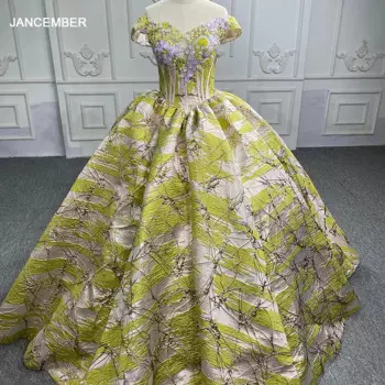 Женское бальное платье Jancember, зеленое платье с v-образным вырезом, короткими рукавами, рукавами-крылышками и открытой спиной, изысканное Пышное платье DY6568-A