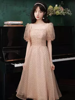 Женское бальное платье с рукавами-пузырями, элегантное дизайнерское платье с квадратным вырезом и орнаментом, платье мицвы, кружевное вечернее платье с вышивкой и складками