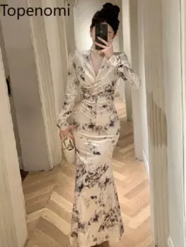 Женское бархатное платье-Русалка с V-образным вырезом