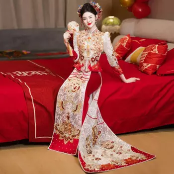 Женское блестящее платье-Ципао в китайском стиле