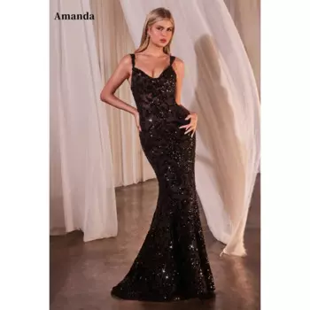 Женское блестящее платье с юбкой-годе, V-образным вырезом