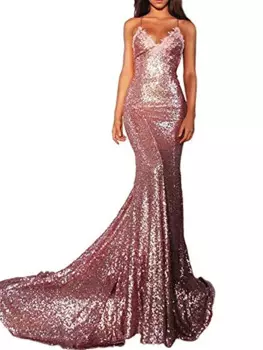 Женское блестящее платье с V-образным вырезом