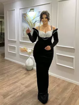 Женское длинное Бандажное платье с открытыми плечами и длинным рукавом