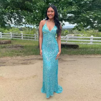 Женское длинное блестящее вечернее платье-Русалка