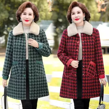 Женское длинное кашемировое пальто, вязаный кардиган среднего возраста из искусственной норки, шерстяная куртка, размеры до 5XL, для зимы