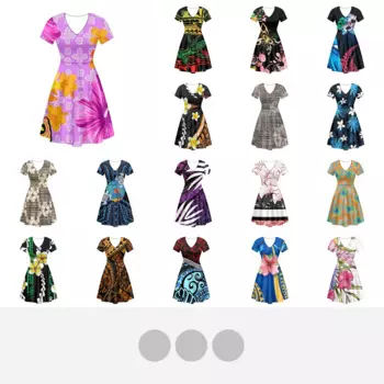 Женское длинное платье, фиолетовое платье, ГАВАЙСКАЯ ПЛЮМЕРИЯ с полинезийскими татуировками, с коротким рукавом, женское платье, модный тренд