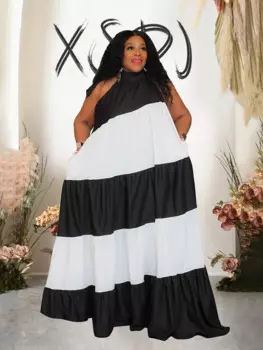 Женское длинное платье-макси с лямкой на шее