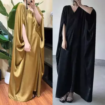 Женское длинное платье с глубоким V-образным вырезом