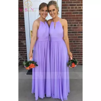 Женское длинное платье с лямкой на шее, а-силуэт