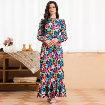 Женское длинное платье с принтом звездного неба