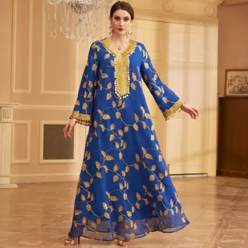 Женское длинное платье с вышивкой, в арабском стиле