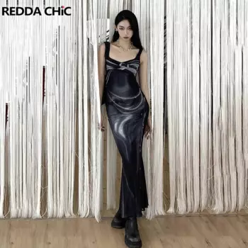 Женское длинное Сетчатое платье-русалка, длинное Сетчатое платье стрейч без рукавов, Y2k