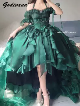 Женское длинное свадебное платье с цветами, асимметричное длинное платье принцессы с жемчужной цепочкой и открытыми плечами, длинное платье принцессы со шлейфом