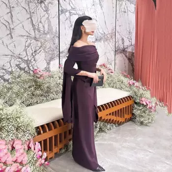 Женское длинное вечернее платье-Русалка с открытыми плечами