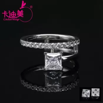 Женское Двухслойное кольцо из серебра 925 пробы, с муассанитом