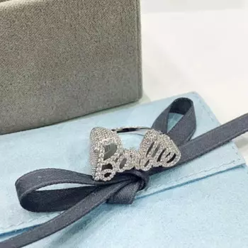 Женское Двухслойное кольцо из серебра 925 пробы с фианитом