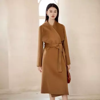 Женское двухстороннее шерстяное пальто из чистого кашемира 100, длинное осенне-зимнее женское свободное шерстяное пальто высокого качества