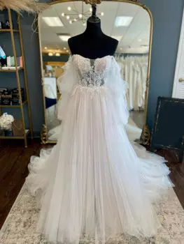 Женское фатиновое платье с пышными рукавами, в стиле бохо