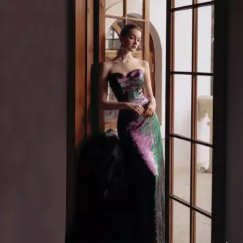 Женское фиолетовое длинное вечернее платье-Русалка с открытой спиной