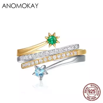 Женское и американское кольцо с фианитом, серебро 925 пробы