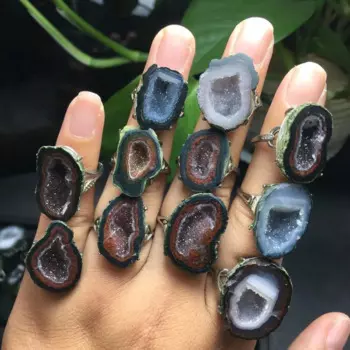 Женское и мужское кольцо из серебра 925 пробы с натуральным агатом