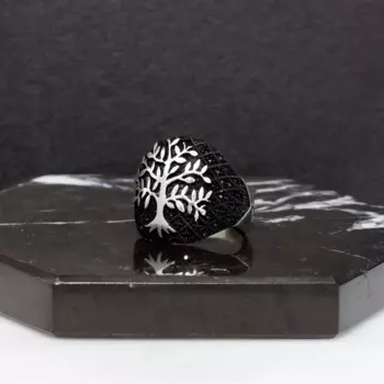 Женское и мужское кольцо из серебра 925 пробы с черным Цирконом