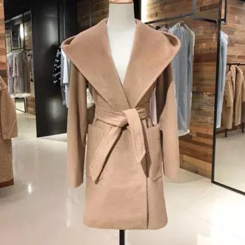 Женское кашемировое пальто с капюшоном Luo-верблюжьей шерсти